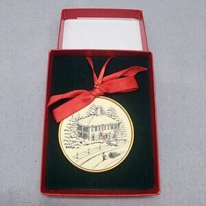 Vintage 1993 Talbots Winter House‎ Round Christmas Holiday Ornament
